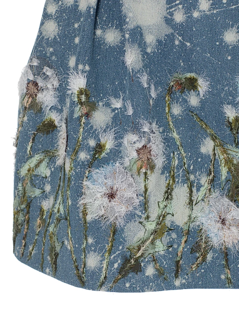 Blue Floral Embroidery Washed Denim Mini Dress, 3 Blue Floral Embroidery Washed Denim Mini Dress, 3