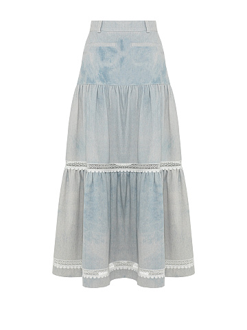 Blue Denim Midi Skirt, 2