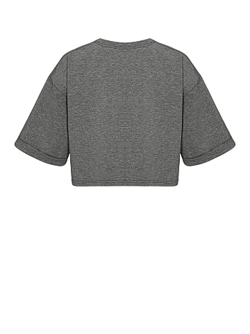 Dark grey cropped cotton T-shirt, 2