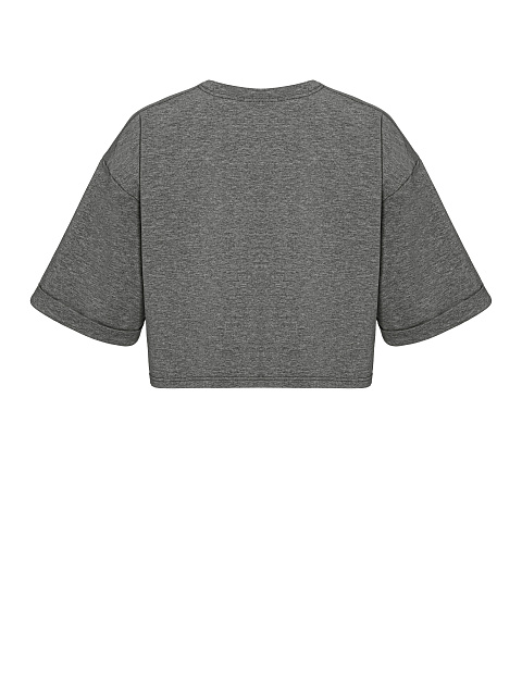 Dark grey cropped cotton T-shirt, 2 Dark grey cropped cotton T-shirt, 2