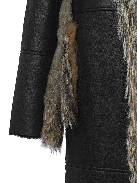 Fox Fur Trimmed Black Shearling Coat, 7 Fox Fur Trimmed Black Shearling Coat, 7