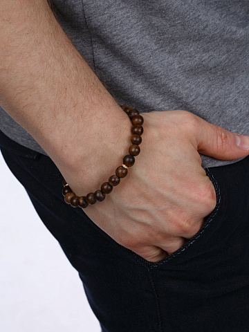 Bead Agar Wood, Brown Round Diamond & Rose Gold Bracelet, 2