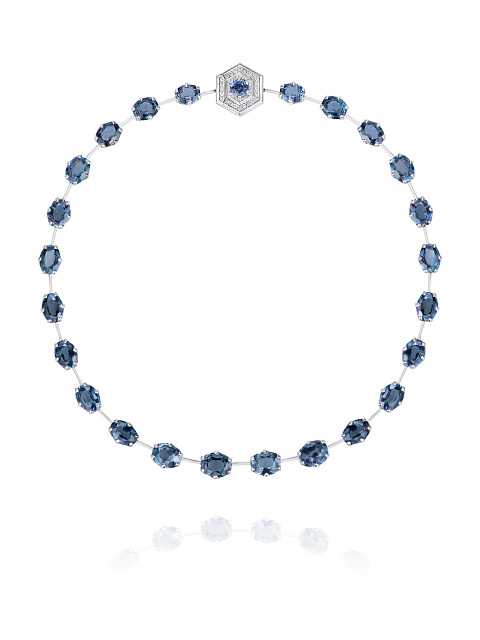 White gold necklace with spinel and grey diamonds, 1