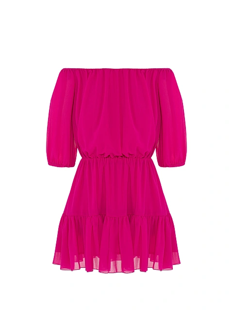 Fuchsia Off Shoulder Mini Dress, 1 Fuchsia Off Shoulder Mini Dress, 1