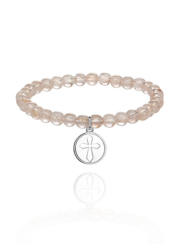 Silver & Rutilated Quartz Beaded Bracelet, 1