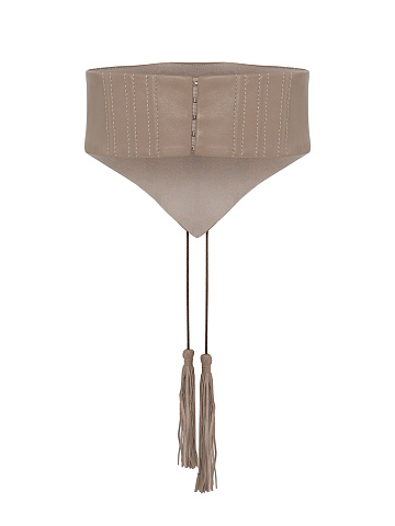 Beige leather lace-up corset belt, 2