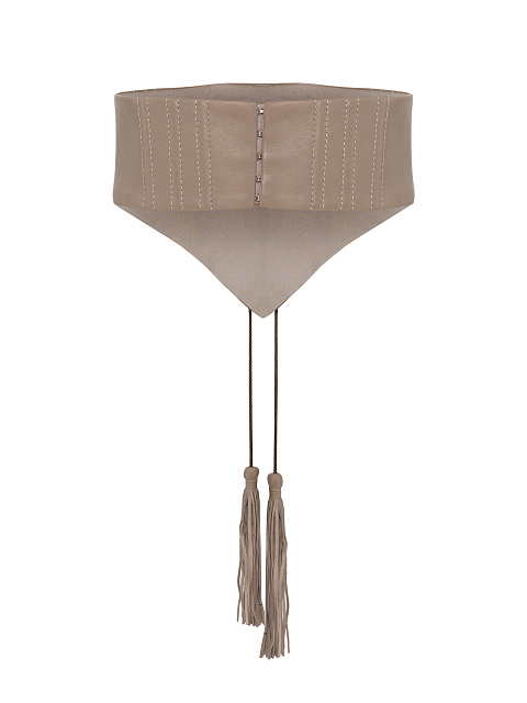 Beige leather lace-up corset belt, 2 Beige leather lace-up corset belt, 2
