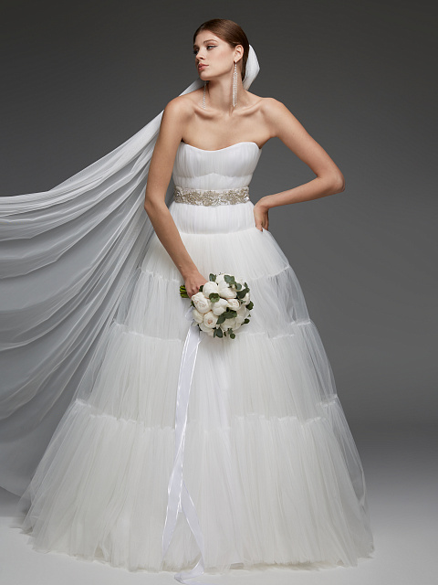 White Strapless Corset Tulle Dress, 12