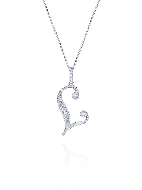 White gold necklace with an L-shaped diamond pendant, 1