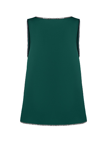 Emerald Green Lace Trimmed Silk Top, 2