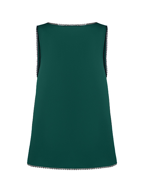 Emerald Green Lace Trimmed Silk Top, 2