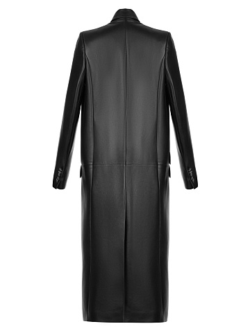 Black Leather Double-Breasted Coat, 2