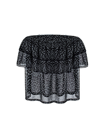 Black Chiffon Off Shoulder Top, 2