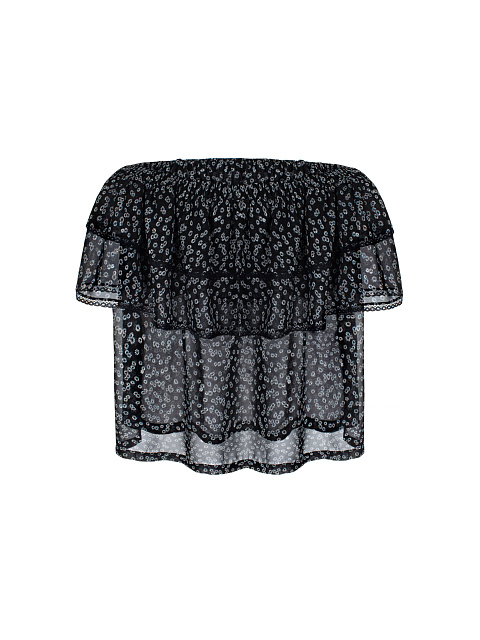 Black Chiffon Off Shoulder Top, 2