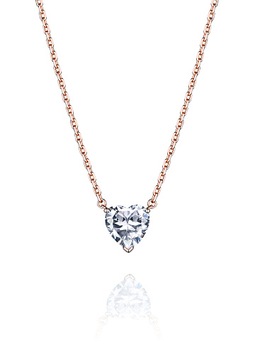 Heart-Shaped Cubic Zirkonia & Rose Silver Necklace, 1