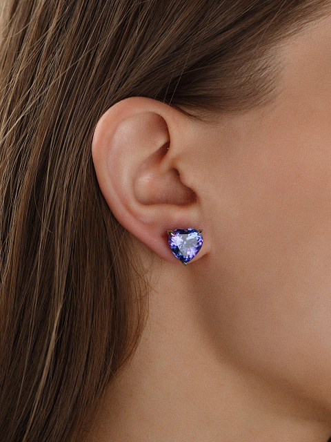 White Gold & Amethyst "Heart" Studs, 2