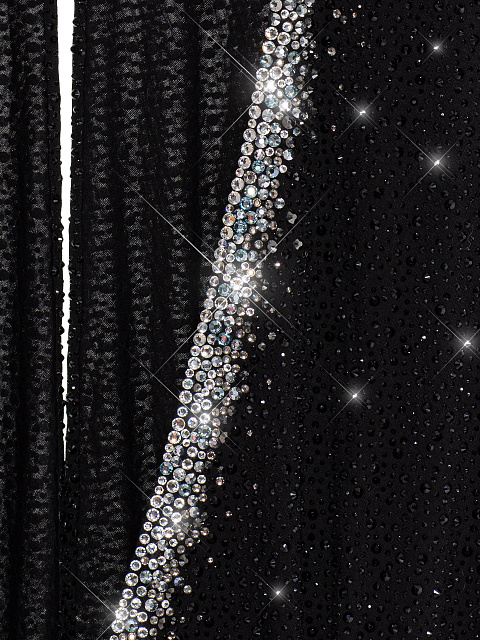 Black Rhinestones V-neck Mini Dress, 3 Black Rhinestones V-neck Mini Dress, 3