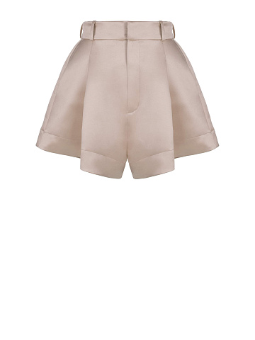 Beige satin shorts, 1
