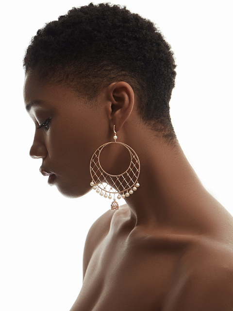 Rose Gold, Diamonds & Pearls Hoop Earrings, 5