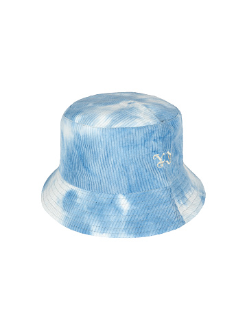Blue Tie-dye & Beige Embroidery Corduroy Bucket Hat, 1