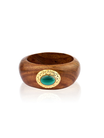 Wooden bracelet with malachite, 1