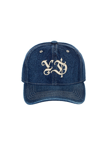 Beige YD Embroidered Dark Blue Denim Cap, 2