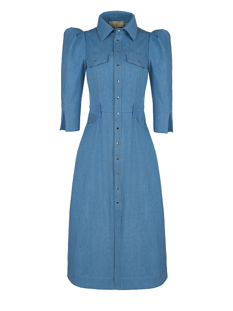 Blue Denim Midi Dress, 1 Blue Denim Midi Dress, 1