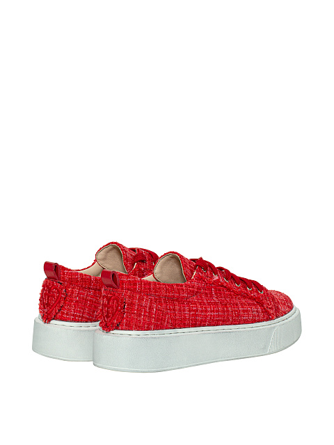 Red Tweed & Leather Sneakers, 3