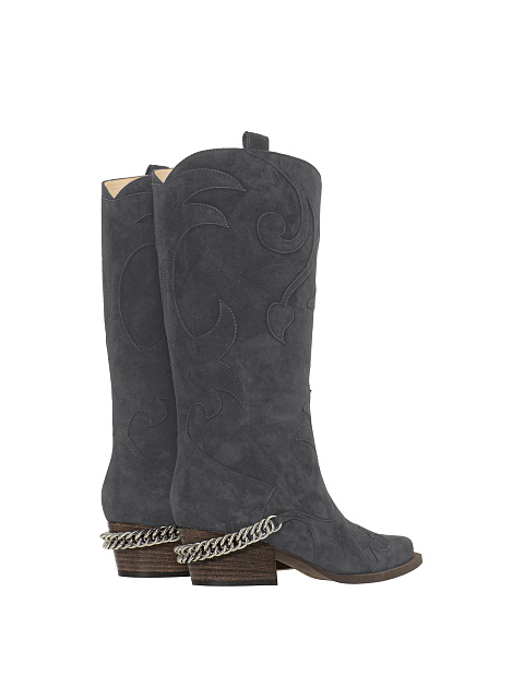 Gray Cossacks Made Of Suede With Chain, 3