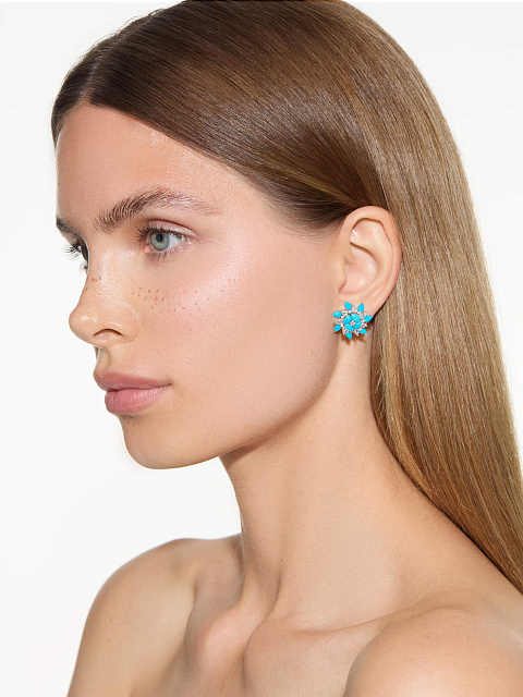 Stud earrings with turquoise and diamonds, 3