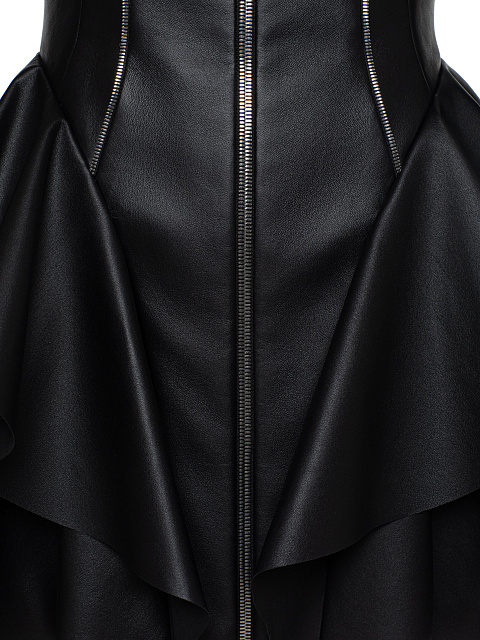 Black leather mini dress with ruffles, 9 Black leather mini dress with ruffles, 9