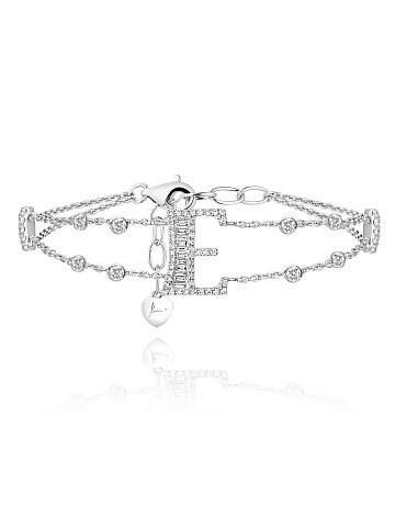 White Gold & Diamonds Letter "E" Double Bracelet, 1