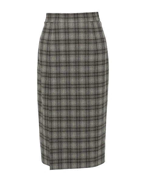 Grey Check Wool Midi Skirt Set, 4 Grey Check Wool Midi Skirt Set, 4
