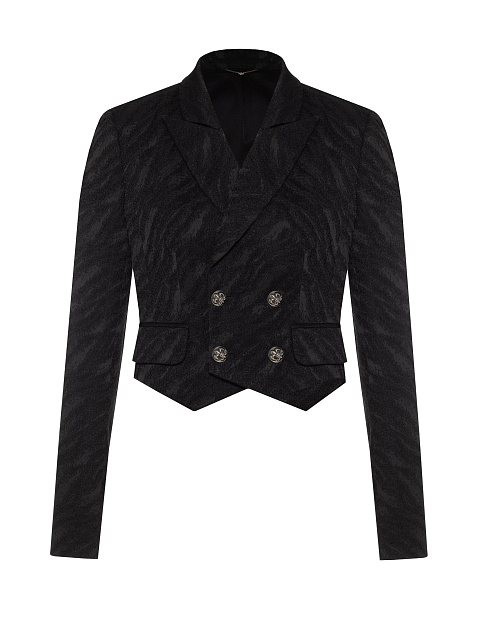 Black cropped jacquard jacket, 1 Black cropped jacquard jacket, 1