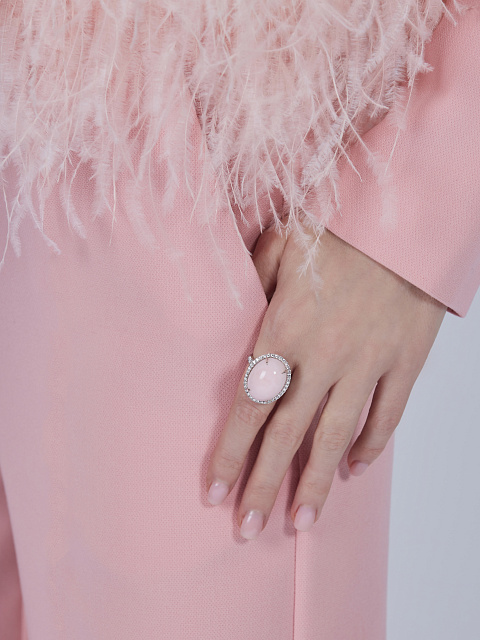 White Gold Quartz & Diamond Ring, 4