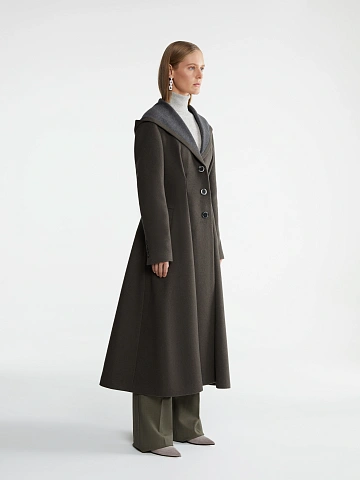 Gray Single Breasted Coat With Hood, 2