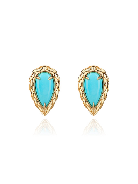 Yellow gold earrings with turquoise, 1