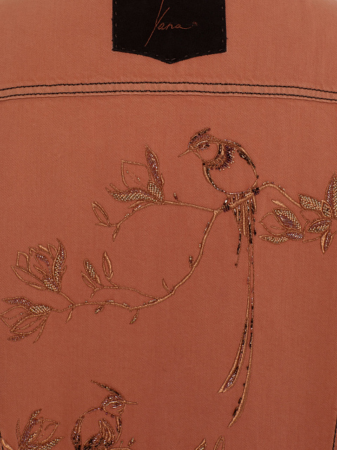 Orange denim jacket with astrakhan fur lining, 4