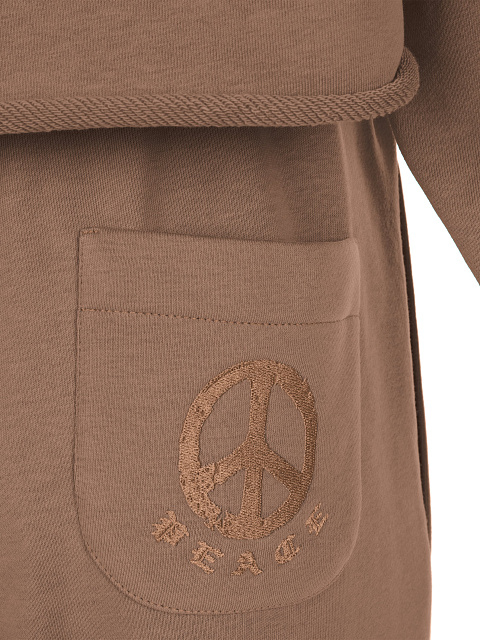 Beige cotton tracksuit with Peace embroidery, 5 Beige cotton tracksuit with Peace embroidery, 5