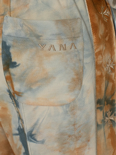 Blue & Beige Embroidered Tie-dye Cotton Tracksuit, 5 Blue & Beige Embroidered Tie-dye Cotton Tracksuit, 5