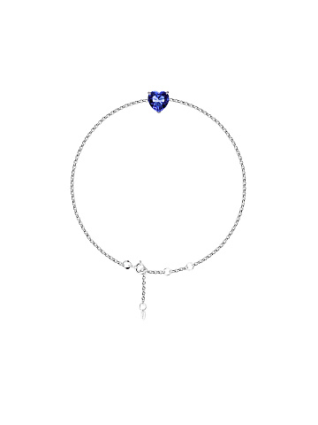 Silver & Blue Cubic Zirkonia Heart Bracelet, 1