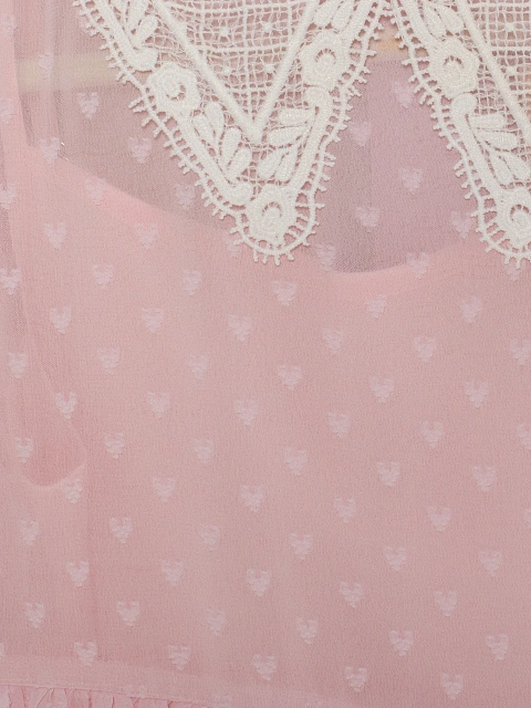 Girl's Pink Lace Collar Chiffon Dress, 4 Girl's Pink Lace Collar Chiffon Dress, 4