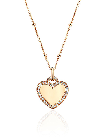 Heart-shaped pendant necklace in rose gold, 1
