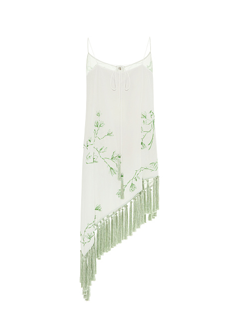 White Embroidered Asymmetrical Mini Dress, 2