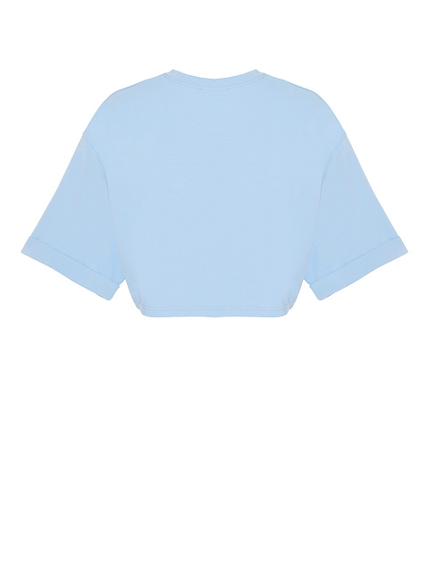 Light Blue Cotton Cropped T-shirt, 2 Light Blue Cotton Cropped T-shirt, 2