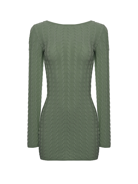 Green knitted mini dress with open back, 1 Green knitted mini dress with open back, 1