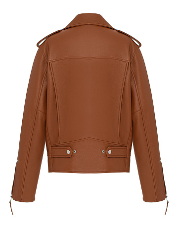 Oversized Brown Leather Biker Jacket, 2