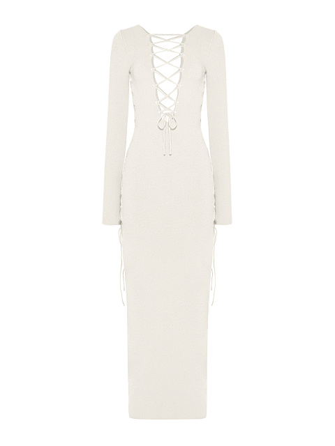White Lace Up Jersey Maxi Dress, 2 White Lace Up Jersey Maxi Dress, 2