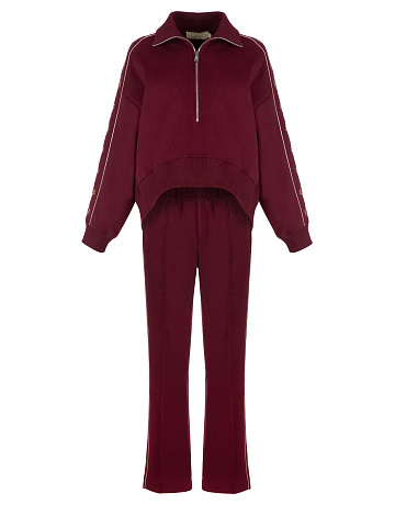 Bordeaux Embroidered Jersey Suit, 1