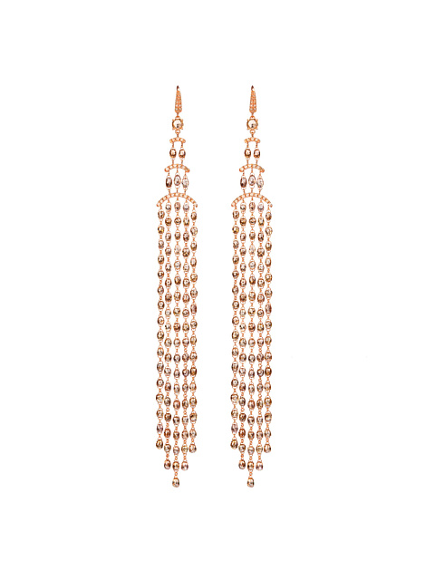 Long earrings in rose gold with brown diamonds, 1